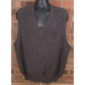 Peruvian Connection Sweater Vest Brown 100% Alpaca V-Neck Womens Knit 2XL